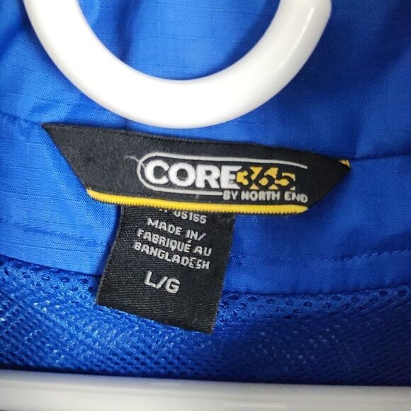 Core 365 By North End Blue Hooded Windbreaker Rain Jacket Waist Length Mens L - Picture 7 of 10